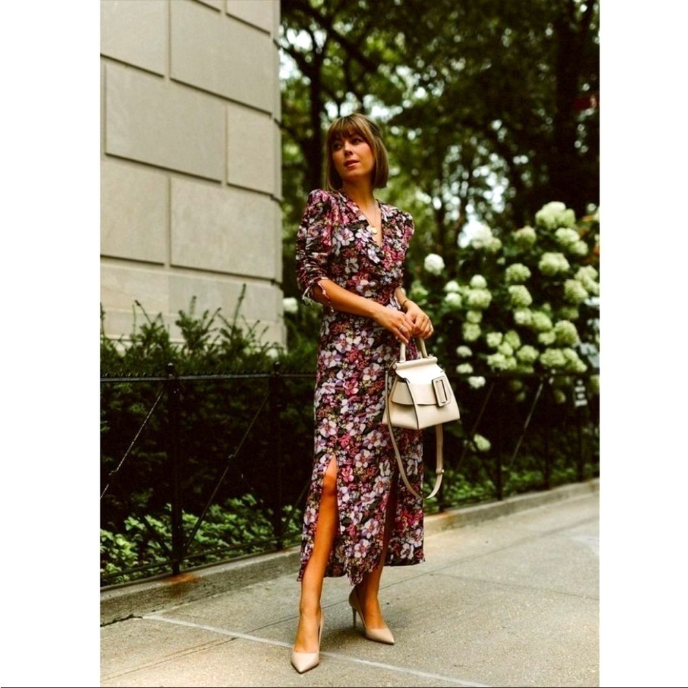 WAYF Boomer Midi Dress In Black Petal Floral